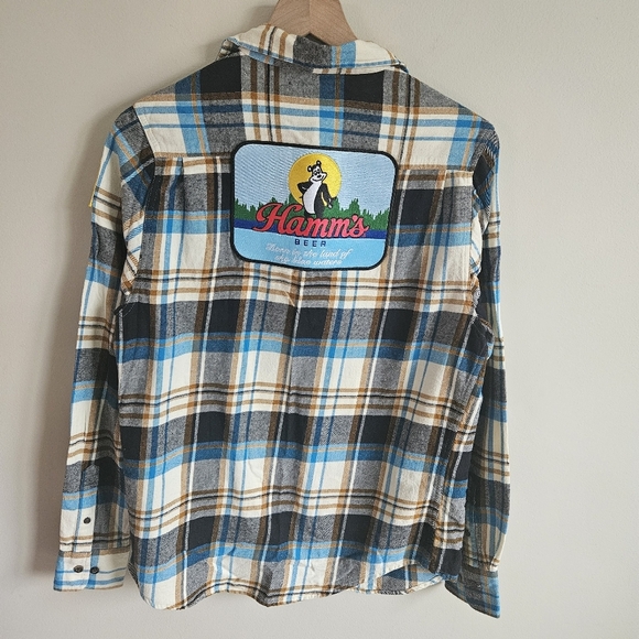Angry Minnow Hamm's Beer Patch Plaid Flannel Button Down - Picture 9 of 11